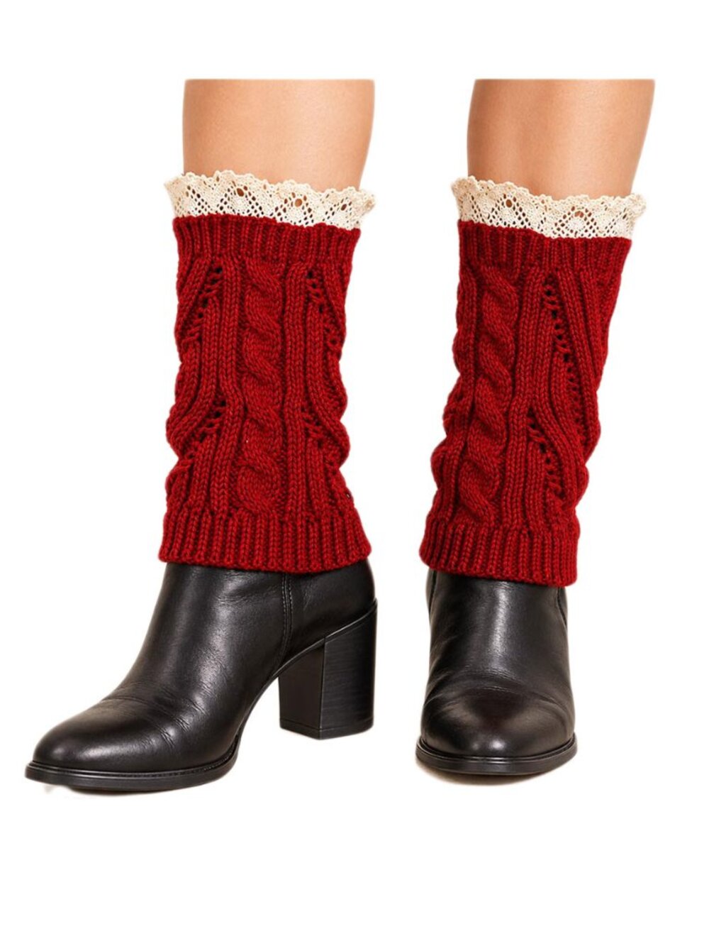 Tigerstars Red Knitted Acrylic Leg Warmer/ Boot Topper